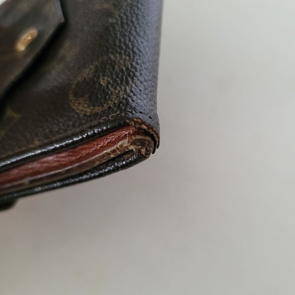 LOUIS VUITTON Retro Vintage Monogram Leather Wallet Brown Medium Trifold Elise - Picture 16 of 16